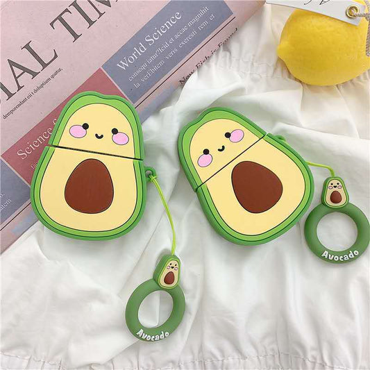 Two avocado AirPods cases