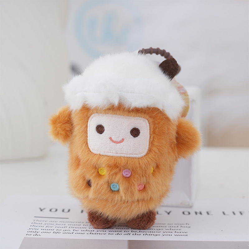 Bubble Tea Cup Plush Keychain - Brown Sugar
