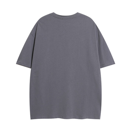 Grey oversized T-shirt with a relaxed fit and short sleeves, featuring a plain back view.