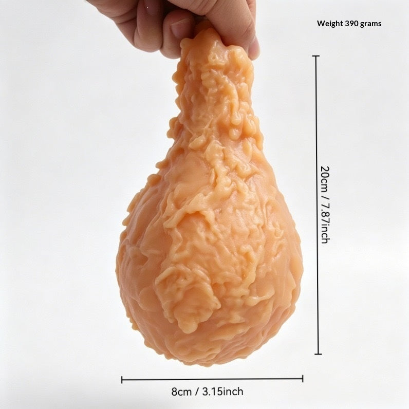 Jumbo fried chicken drumstick squishy, about 20 cm