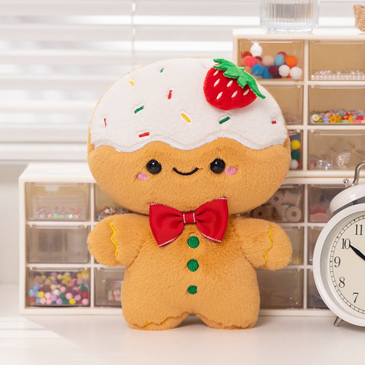 Gingerbread plush with a strawberry on its icing