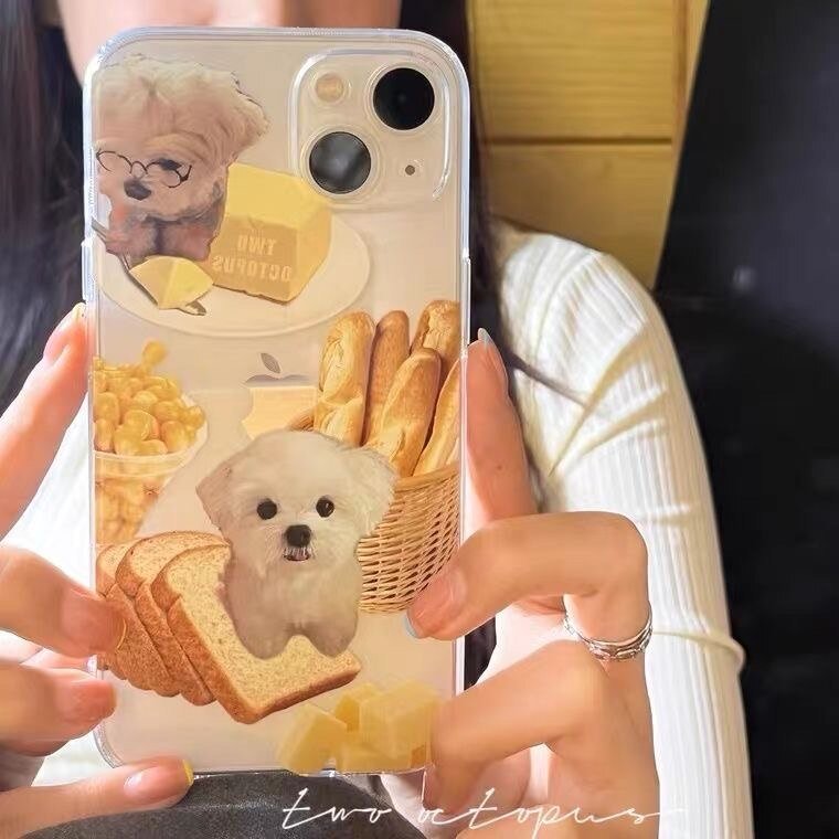 Breaded Pup Love - Cute Bread Dog Cartoon Phone Case for iPhone 12/13/14 & More - iPhone Cases - Scribble Snacks