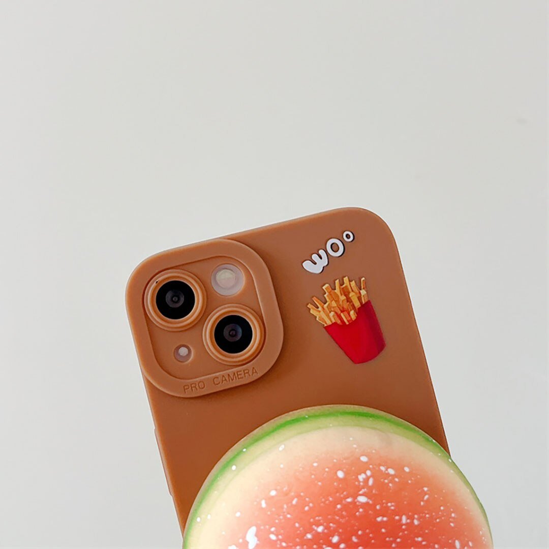Burger Bliss - Cute Bao Hamburger Squishy Phone Case for iPhone 14/12/13 & More - iPhone Cases - Scribble Snacks