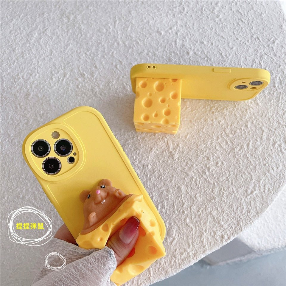 Cheesy Mouse Magic - Cute Soft Squishy Yellow Cheese Mouse Phone Case for iPhone X/11/12/13/14 & More - iPhone Cases - Scribble Snacks