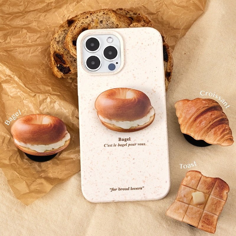 Croissant Donut Phone Grip Secure Glossy Mobile Ring Holder