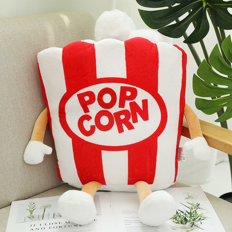 Fast Food Frenzy Plush Cushion - Hot Dog, Popcorn, Pizza - Soft Plush Toys - Scribble Snacks