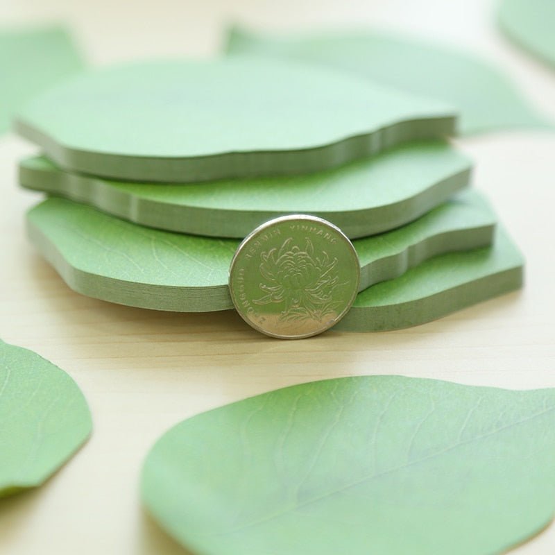 Green Leaf Shaped Memo Pad Sticky Notes - Sticky Notes / Memo Pads - Scribble Snacks