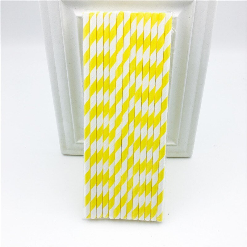 Lemon Stripe Paper Straws - Pack of 25 for Parties and Events - Kitchenware - Scribble Snacks