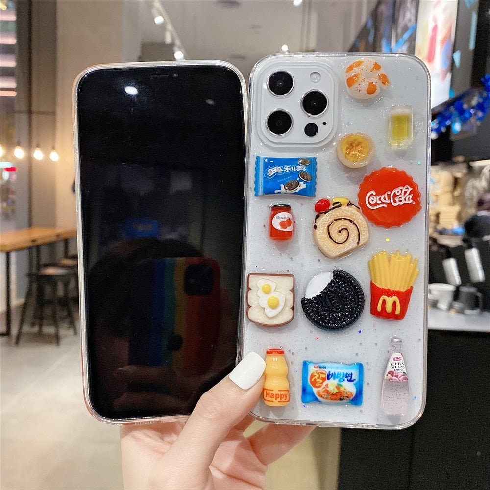 Mini Snack Magic - Korea Cute Mini 3D Snacks Clear Phone Case for iPhone 13/12 & More - iPhone Cases - Scribble Snacks