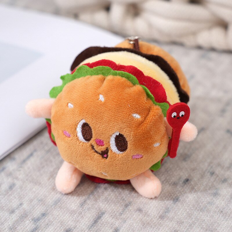 Plush Food Toys Keychains - Pizza, Burger, Fries, and Toast Designs for Fun Children's Gifts - Keychains - Scribble Snacks