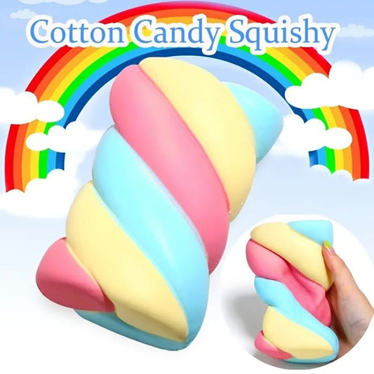 Cotton candy marshmallow squishy, pastel twist with rainbow backdrop and squeeze inset