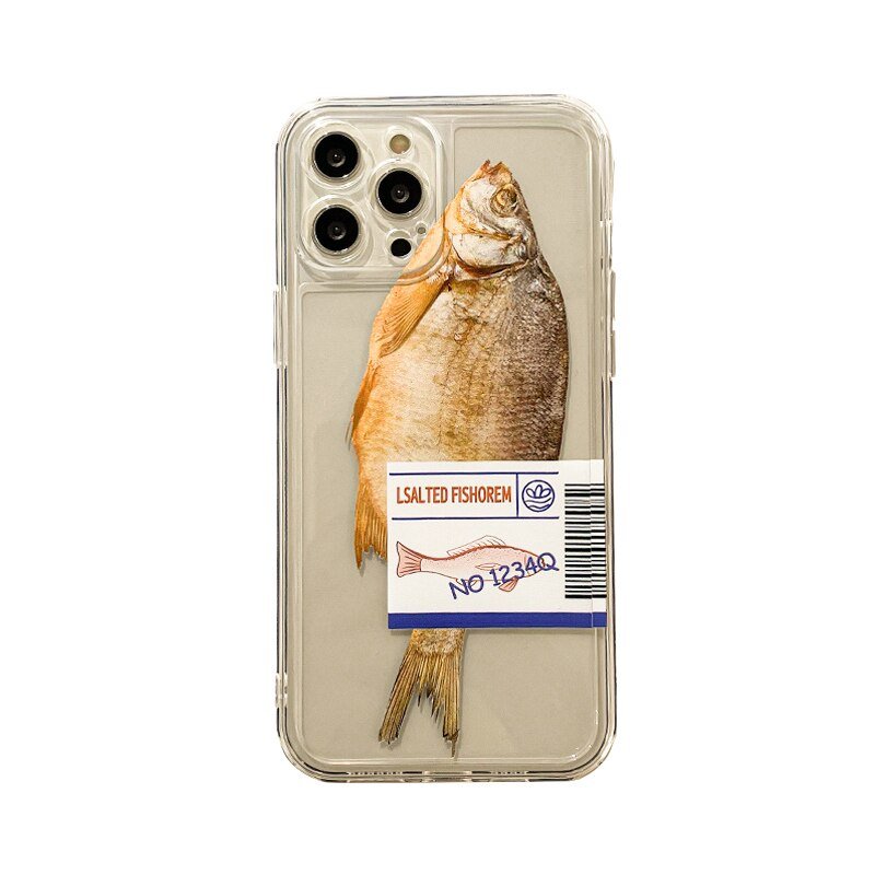 Salty Fish Pupper - Salted Fish & Dog Transparent Phone Case for iPhone 14/13/12 & More - iPhone Cases - Scribble Snacks