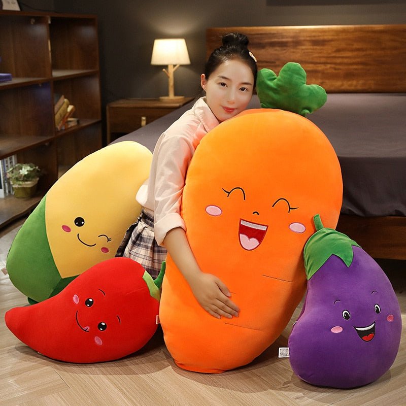 Smiling Carrot and Corn Plush Pillow Dolls - Soft Plush Toys - Scribble Snacks