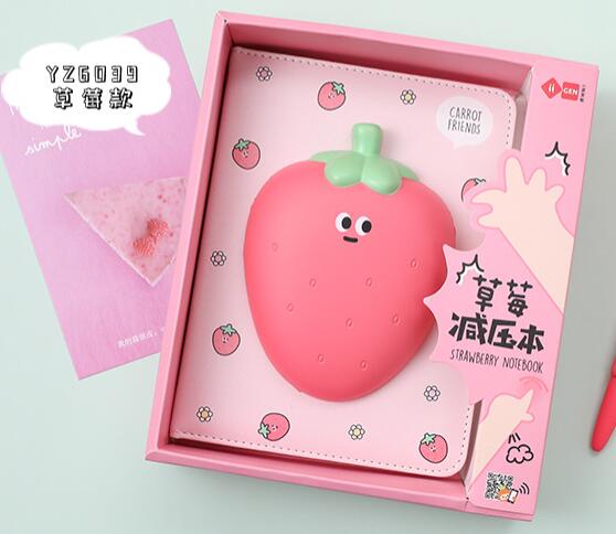 Strawberry Study Set - Pencil Case, Journal, Notebook, Gel Pen, Ruler, Scissors, Eraser - 0 - Scribble Snacks