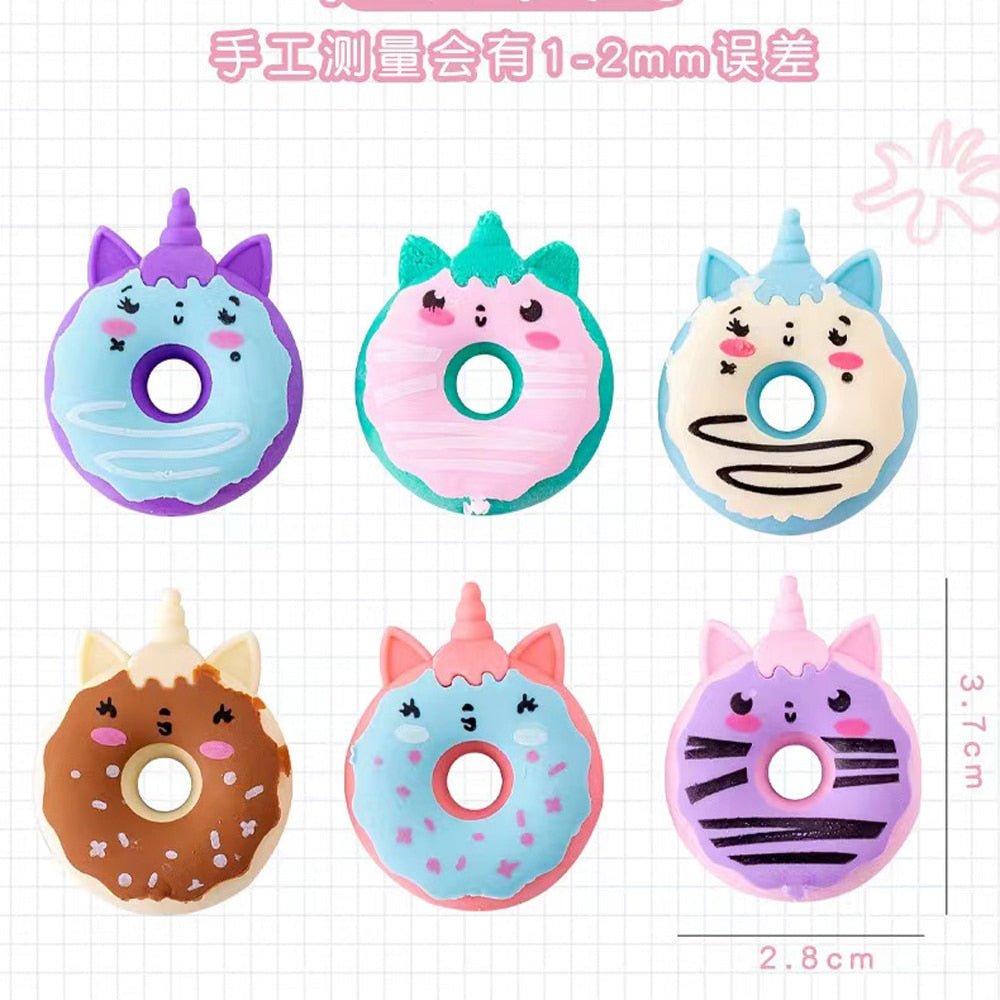 Unicorn Donut Erasers Set - 4 Pcs - Erasers - Scribble Snacks