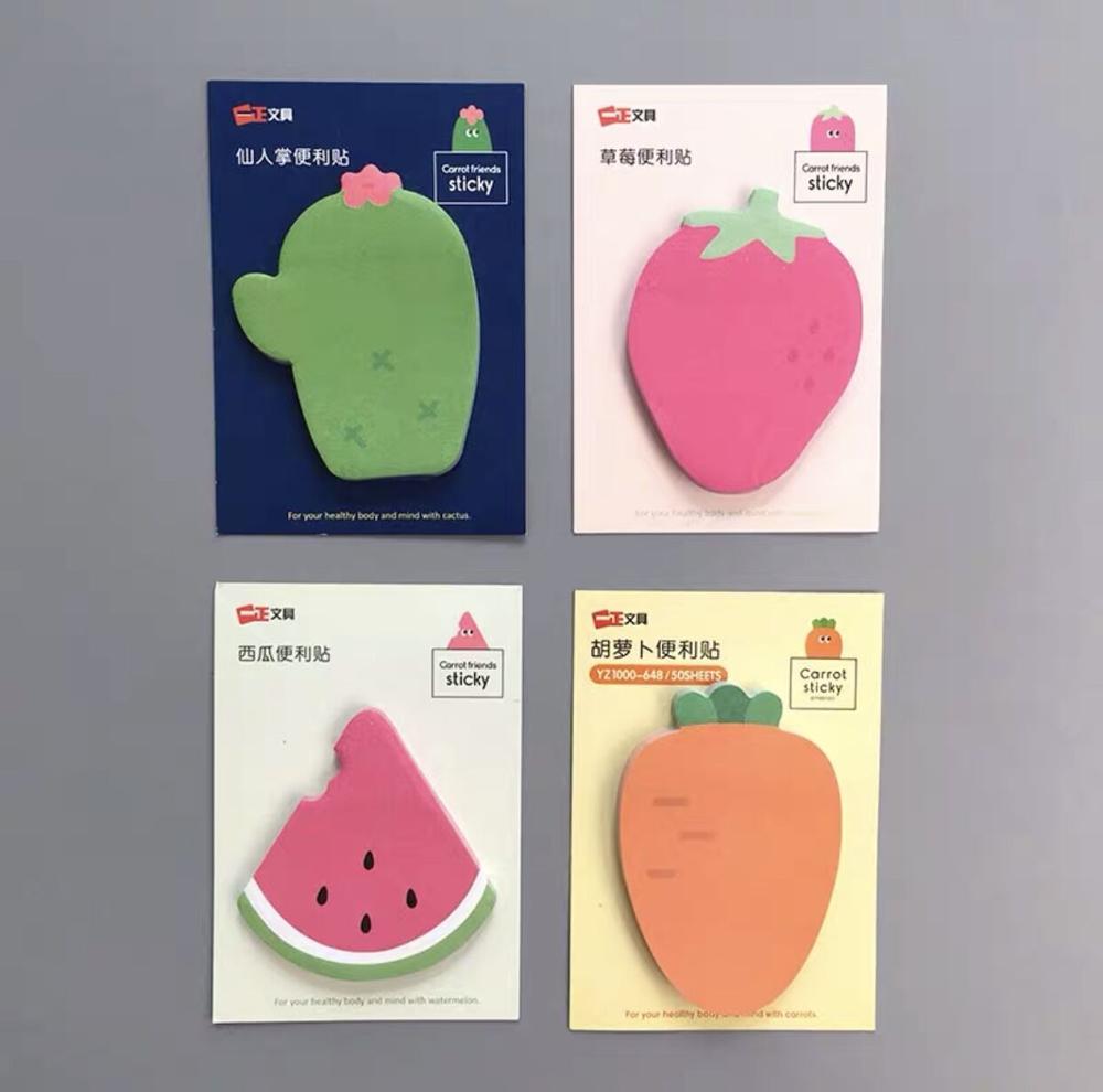 Veggie Stickies - Carrot and Strawberry Sticky Notes - 50 Sheets - Sticky Notes / Memo Pads - Scribble Snacks