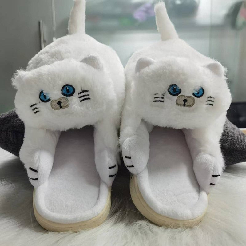 Winter Cat Plush Slippers for Adults: Unisex - Shoes & Slippers - Scribble Snacks