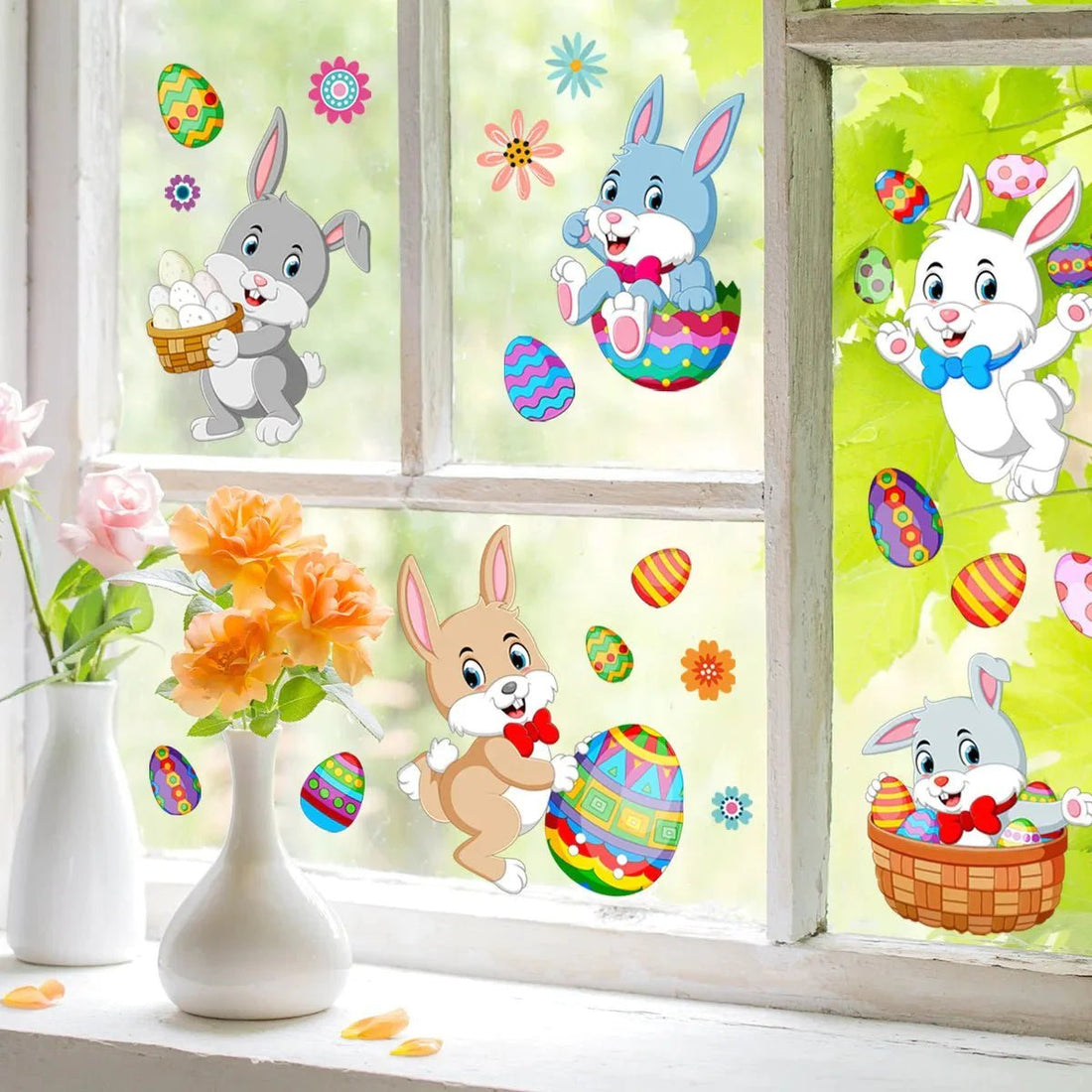 10 Creative Ways to Decorate with Easter Bunny Egg Window Stickers - Scribble Snacks