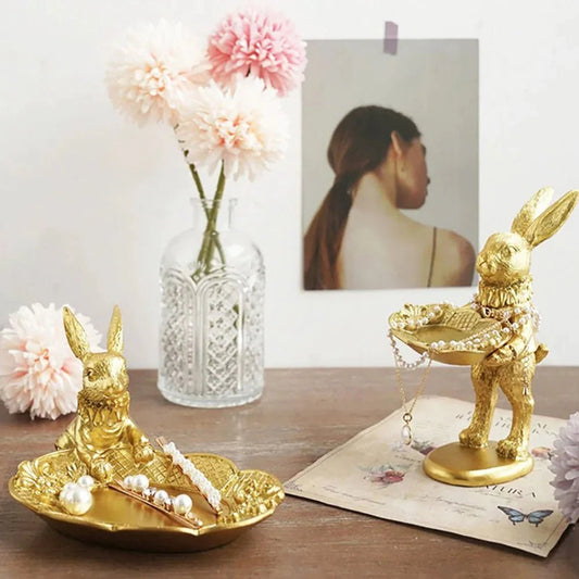 Elevate Your Vanity: The Golden Bunny Jewelry Tray - Scribble Snacks