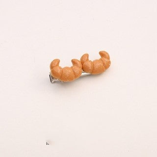 Croissant hair clip with two mini croissants