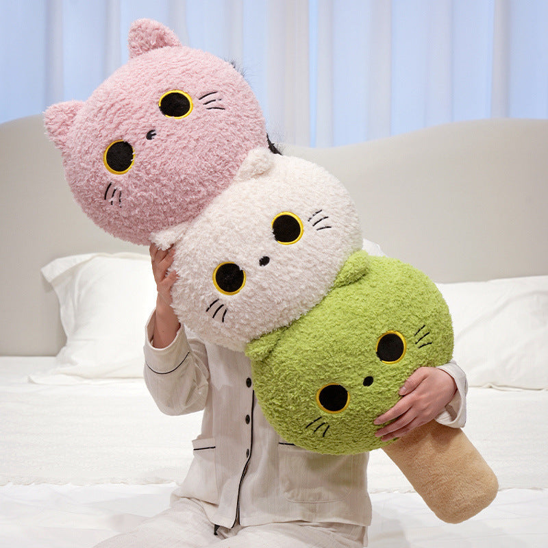 Big cat dango plush pillow being hugged