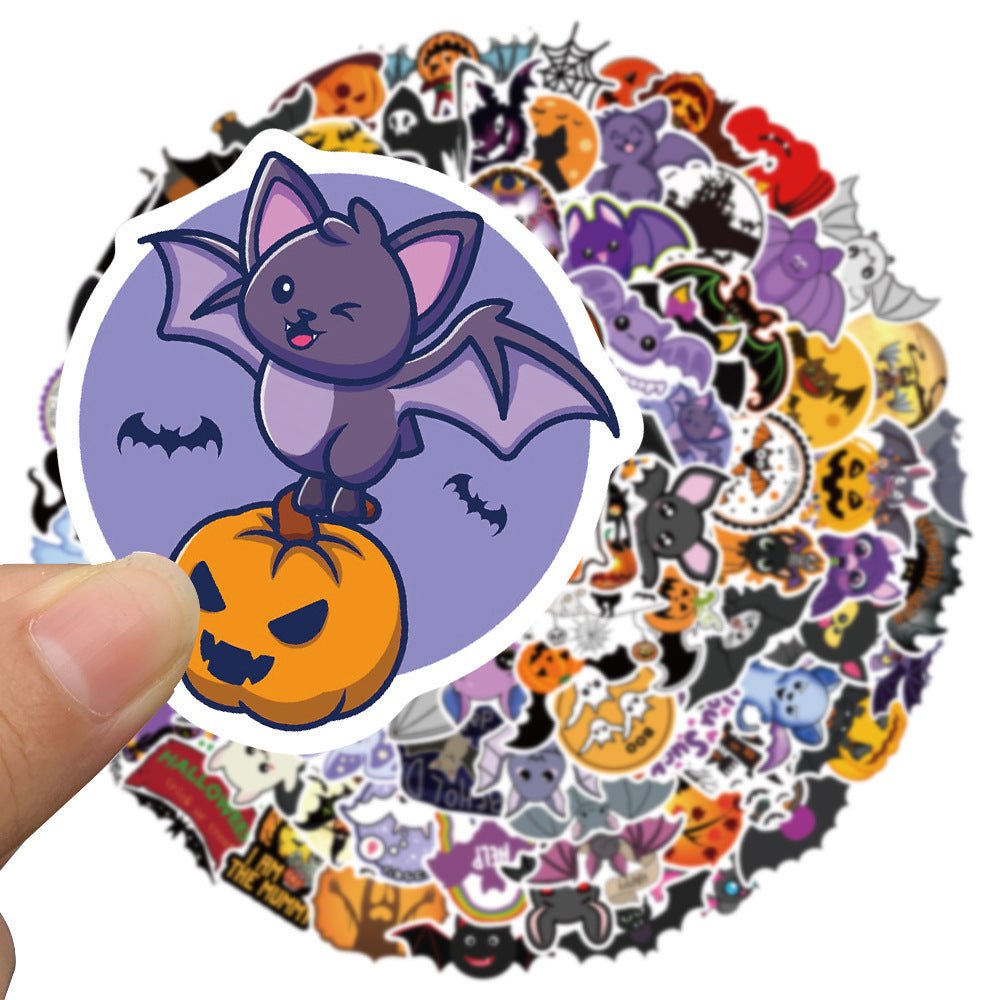 100 Cartoon Halloween Pumpkin Bat Stickers Decoration Car Trunk Children Gift - 0 - Scribble Snacks