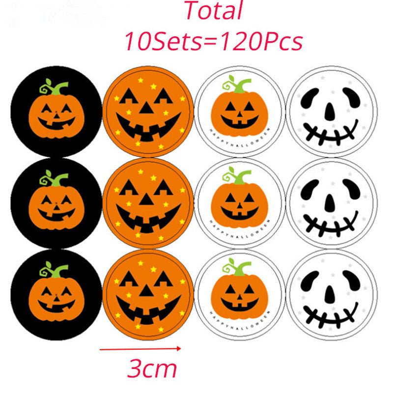 120 Stickers DIY Halloween Party Candy Box Stickers Gift Bag Labels Pumpkins Ghost Cupcake Decor Stickers Party Supplies - 0 - Scribble Snacks