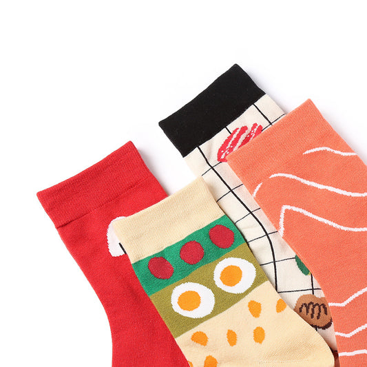 Japanese Food Print Cotton Socks
