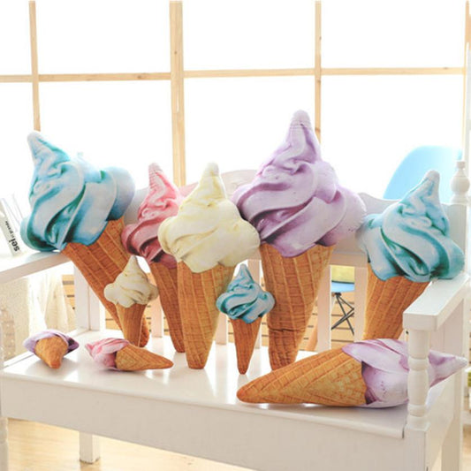 Kawaii Ice Cream Cone Plush Pillow