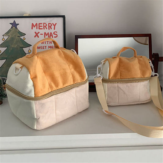 Large and small toast bread plush bags