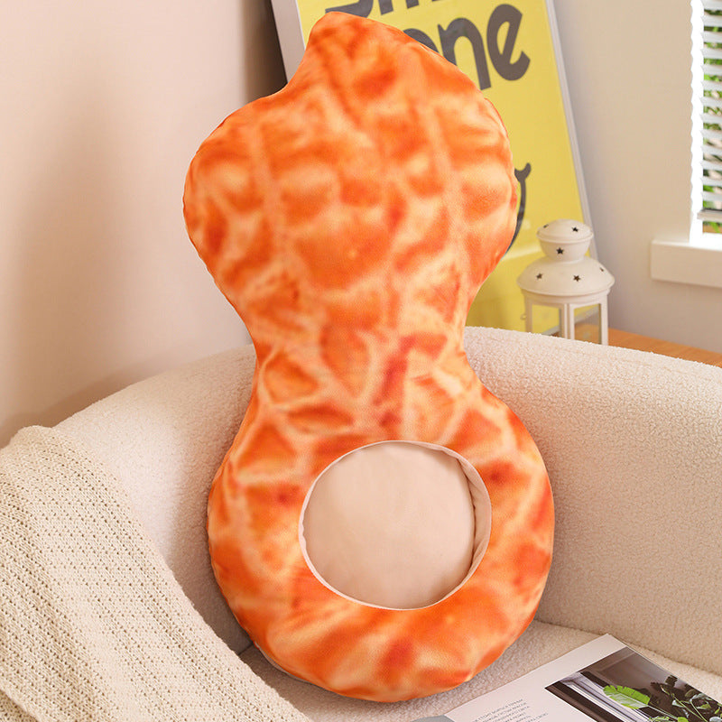 Single peanut head pillow with one face hole, about 65 x 35 cm