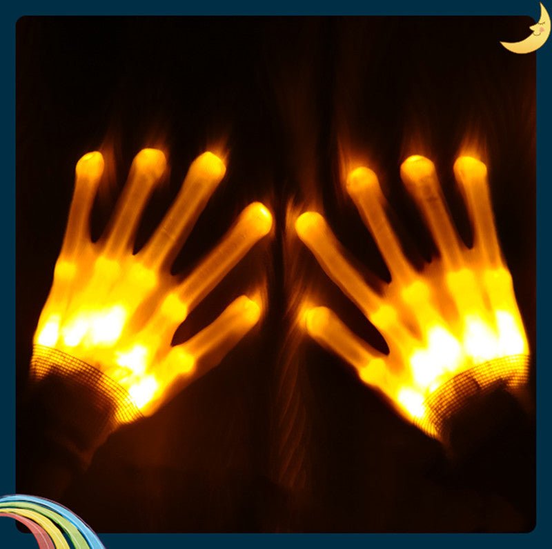 1Pair Chic LED Light Up Skeleton Hand Gloves Halloween Christmas Costume Decor - 0 - Scribble Snacks