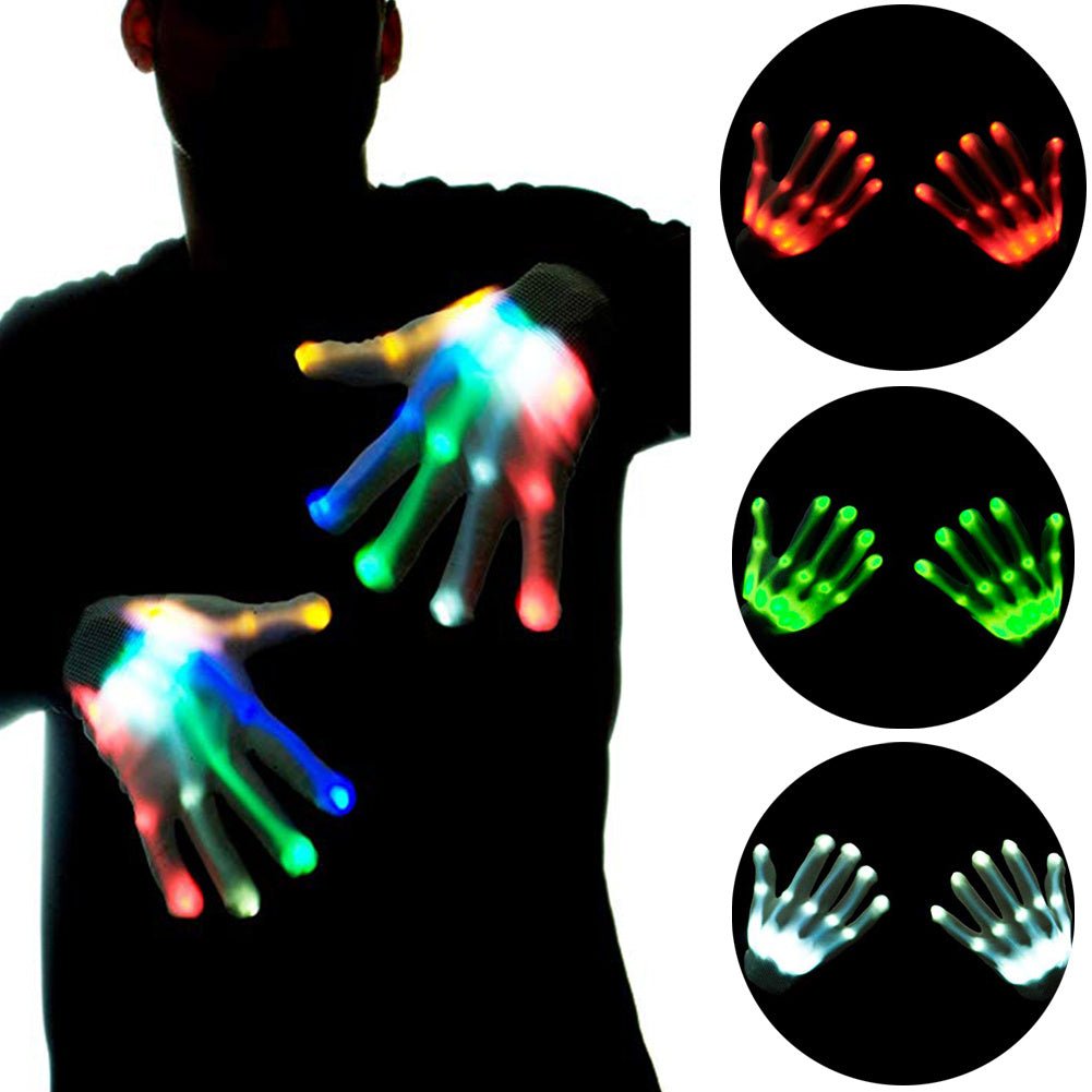 1Pair Chic LED Light Up Skeleton Hand Gloves Halloween Christmas Costume Decor - 0 - Scribble Snacks