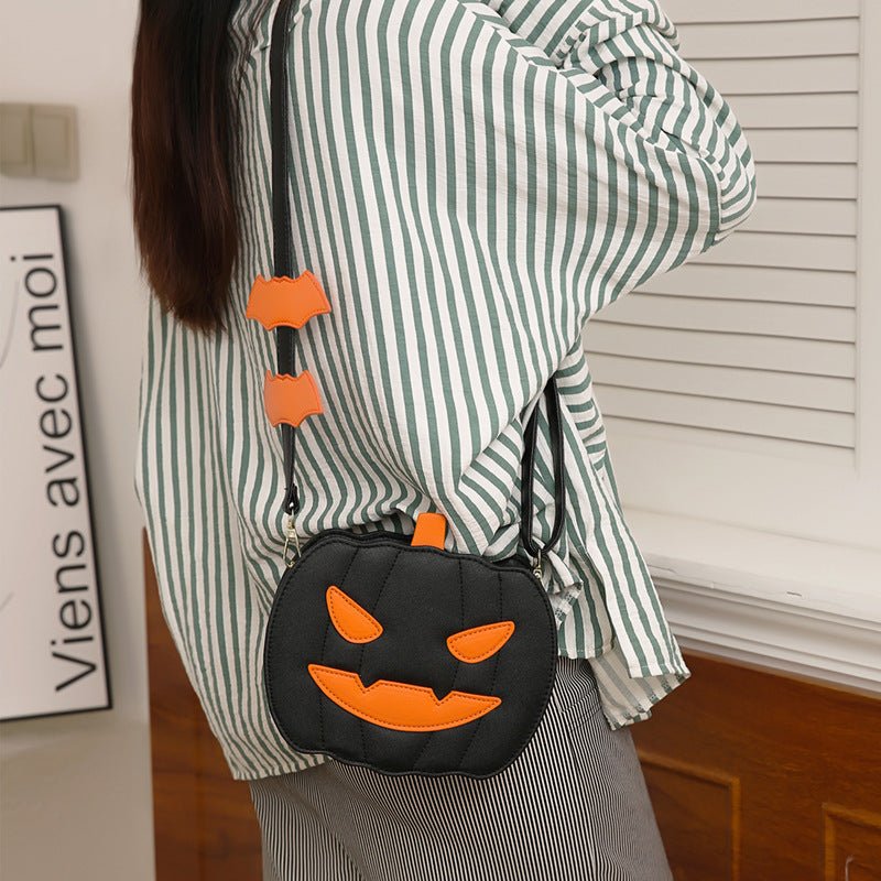 2023 Halloween Bags Funny Pumpkin Cartoon Shoulder Crossbody Bag With Bat Personalized Creative Female Bag - 4 - Scribble Snacks