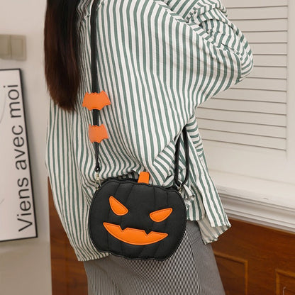 2023 Halloween Bags Funny Pumpkin Cartoon Shoulder Crossbody Bag With Bat Personalized Creative Female Bag - 4 - Scribble Snacks