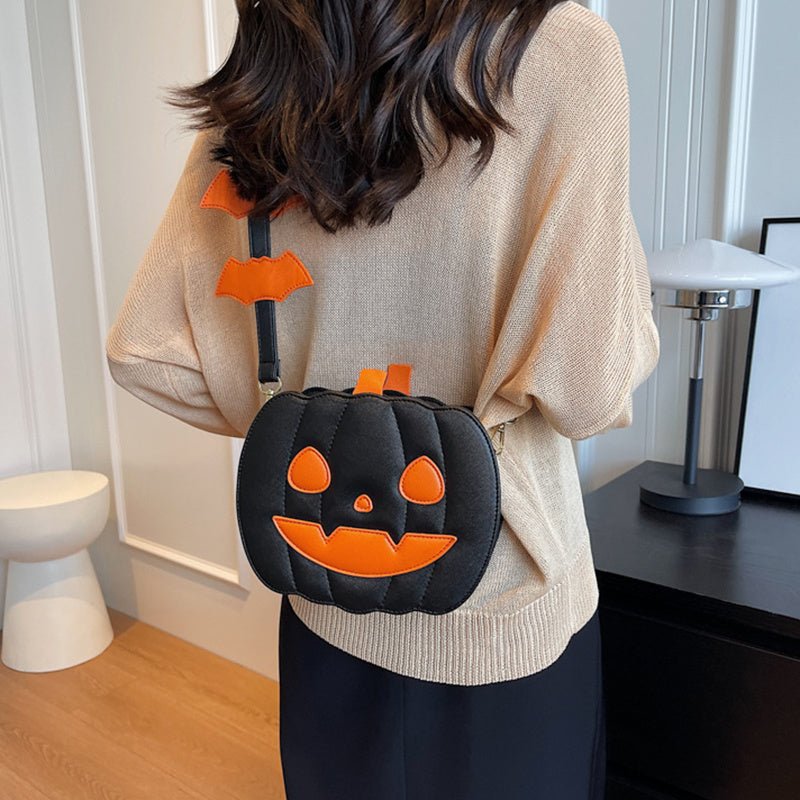 2023 Halloween Bags Funny Pumpkin Cartoon Shoulder Crossbody Bag With Bat Personalized Creative Female Bag - 4 - Scribble Snacks