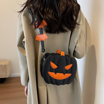 2023 Halloween Bags Funny Pumpkin Cartoon Shoulder Crossbody Bag With Bat Personalized Creative Female Bag - 4 - Scribble Snacks