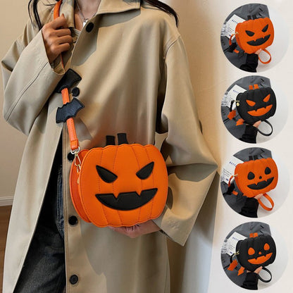 2023 Halloween Bags Funny Pumpkin Cartoon Shoulder Crossbody Bag With Bat Personalized Creative Female Bag - 4 - Scribble Snacks