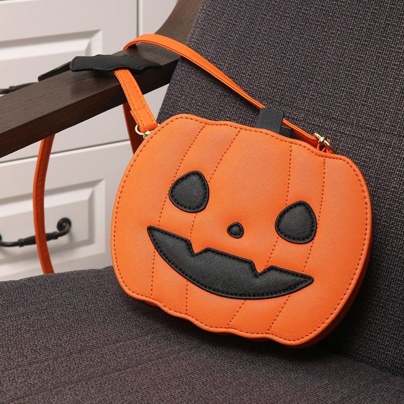 2023 Halloween Bags Funny Pumpkin Cartoon Shoulder Crossbody Bag With Bat Personalized Creative Female Bag - 4 - Scribble Snacks