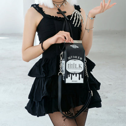 Milk carton bag with chain strap