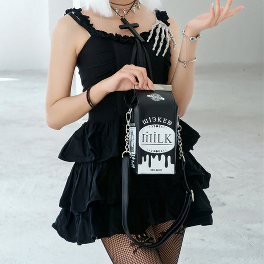 Milk carton bag with chain strap