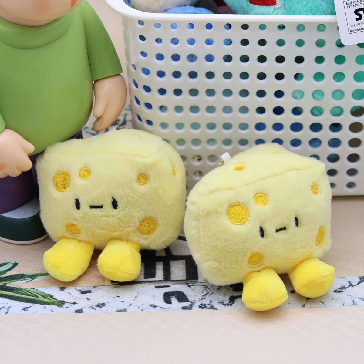 Cheese block plush charm with feet