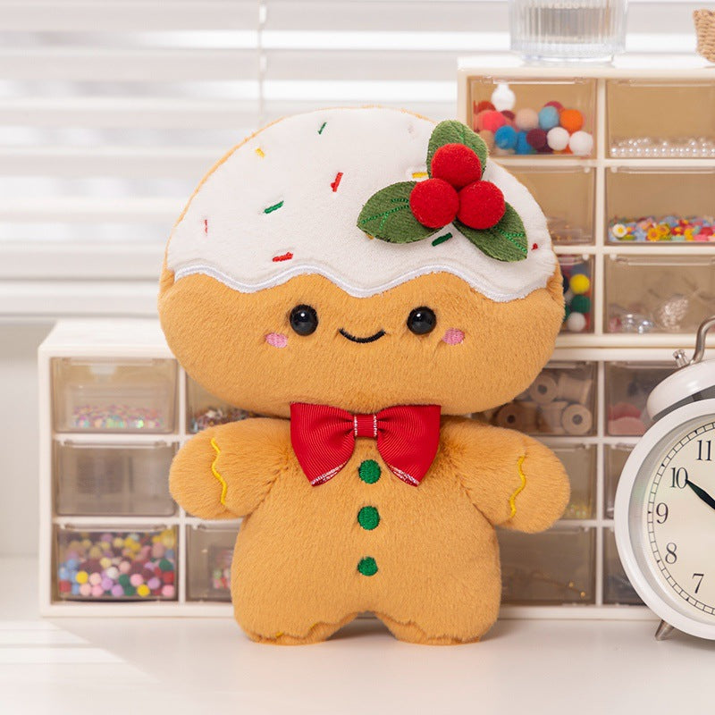 Gingerbread plush with holly berries on its icing