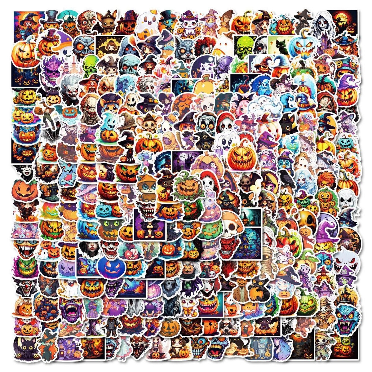 300 Cartoon Pumpkin Witch Cute Ghost Graffiti Stickers Halloween Holiday Decoration Stickers DIY Refrigerator Mobile Phone - 0 - Scribble Snacks