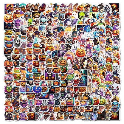 300 Cartoon Pumpkin Witch Cute Ghost Graffiti Stickers Halloween Holiday Decoration Stickers DIY Refrigerator Mobile Phone - 0 - Scribble Snacks