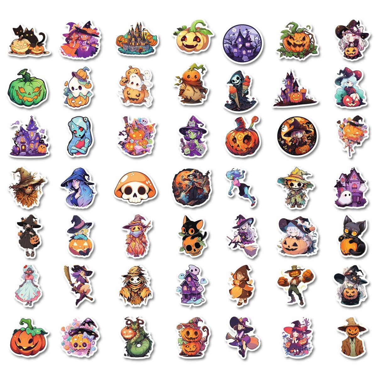 300 Cartoon Pumpkin Witch Cute Ghost Graffiti Stickers Halloween Holiday Decoration Stickers DIY Refrigerator Mobile Phone - 0 - Scribble Snacks