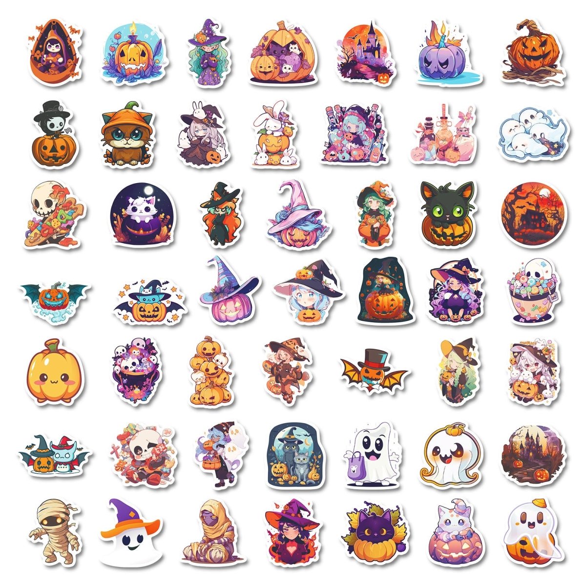 300 Cartoon Pumpkin Witch Cute Ghost Graffiti Stickers Halloween Holiday Decoration Stickers DIY Refrigerator Mobile Phone - 0 - Scribble Snacks