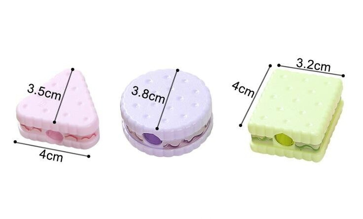 Size diagram for the cookie sharpeners, 3.5 cm, 3.8 cm and 4 x 3.2 cm