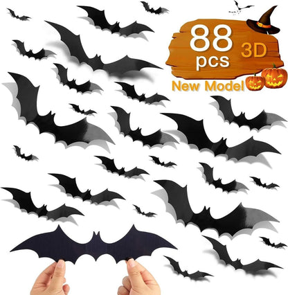 3D Bat Wall Decoration 88 Pieces DIY Bat Halloween Decoration Stickers - 0 - Scribble Snacks