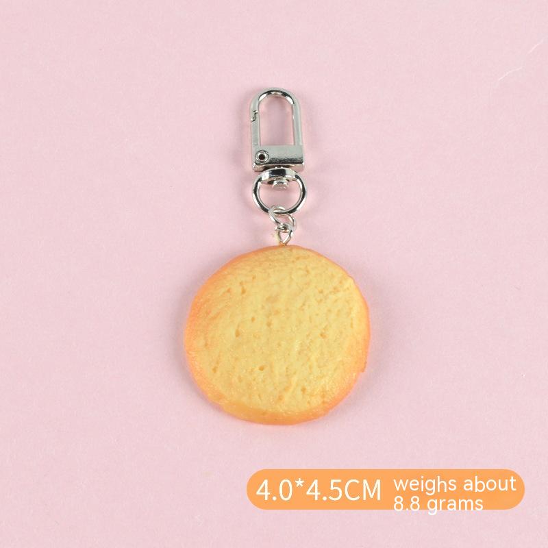 Round butter cookie keychain, about 4 x 4.5 cm